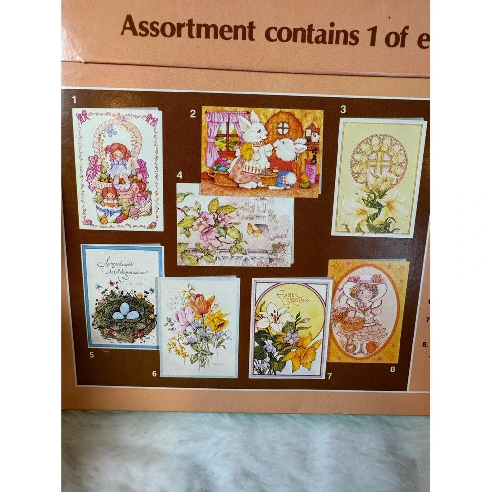 Vintage 1981 Current Easter Card Assortment Boxed Set 8 Designs Bunny Floral